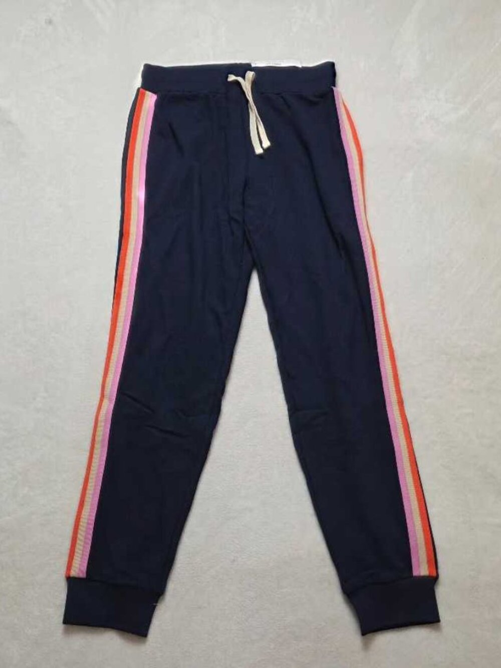 New XS J.Crew retro striped joggers sweatpants in navy